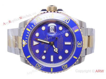 NEW UPGRADED Replica Rolex Submariner 2-Tone Blue Dial Blue Ceramic Bezel watch